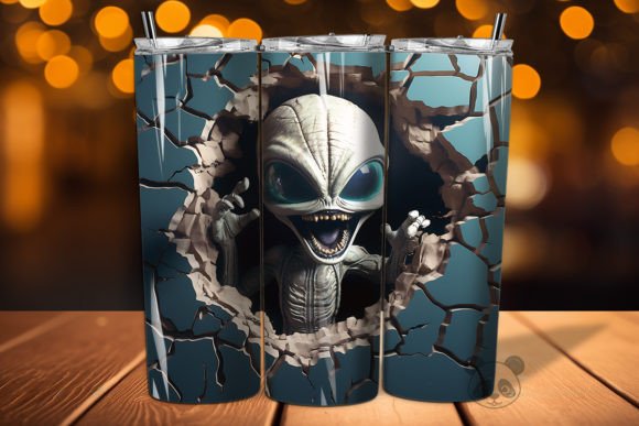 3D Alien Cracked Hole Tumbler Wrap 15