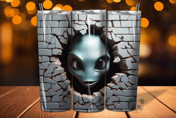 3D Alien Cracked Hole Tumbler Wrap 3