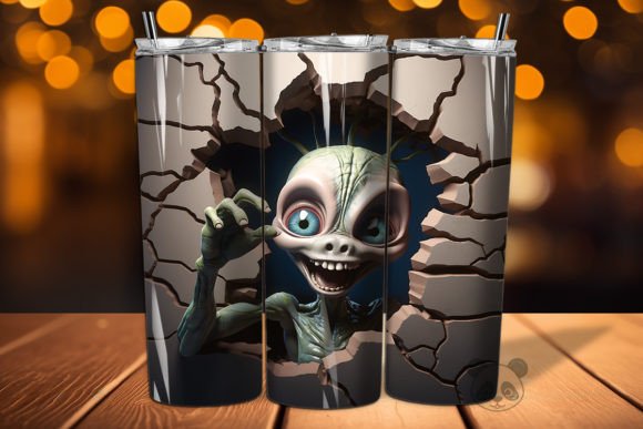 3D Alien Cracked Hole Tumbler Wrap