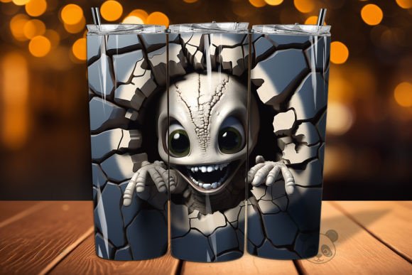 3D Alien Cracked Hole Tumbler Wrap