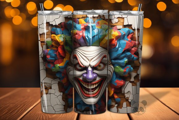 3D Clown Cracked Hole Tumbler Wrap 28