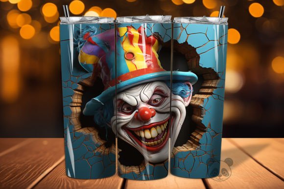 3D Clown Cracked Hole Tumbler Wrap 9