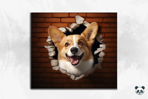 3D Corgi Cracked Hole 3: Elevating Sublimation Design with Depth and Whimsy
