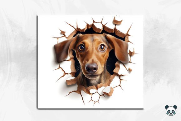 3D Dachshund Cracked Hole 3 Design
