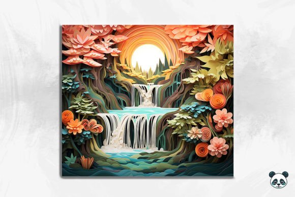 3D Enchanting Waterfall Cracked Hole 18: Elevating Sublimation Design with Immersive Depth