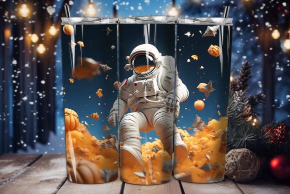 3D Halloween Astronaut Tumbler Wrap Design