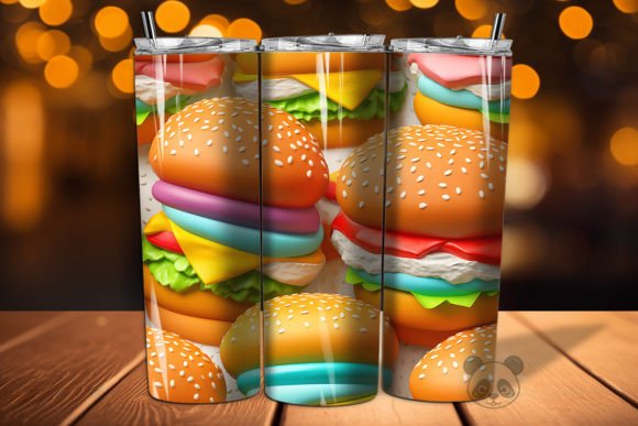 3D Hamburger Seamless Pattern 3 Design
