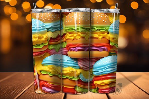 3D Hamburger Seamless Pattern 6: Elevating Your Sublimation Projects with Playful Design