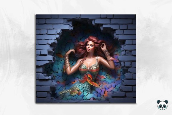 3D Mermaid Cracked Hole Tumbler Design