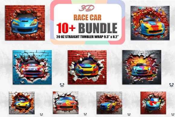 3D Race Car Cracked Hole Tumbler Bundle