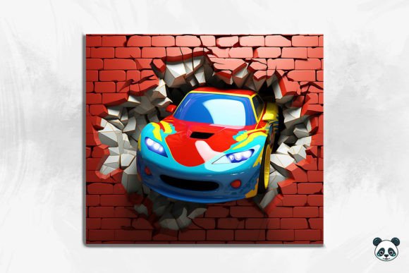 3D Race Car Cracked Hole Tumbler Design