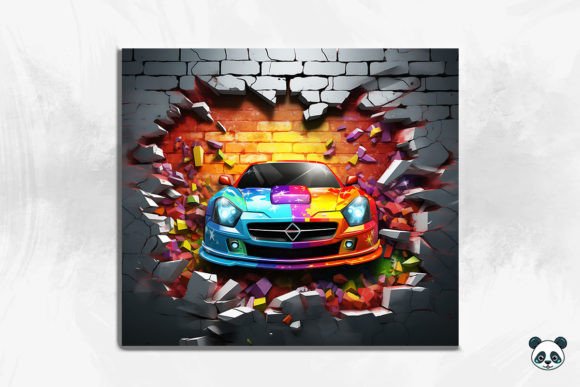 3D Race Car Cracked Hole Tumbler Design