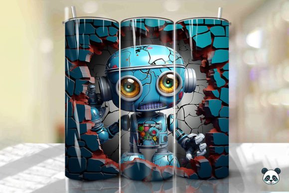 3D Robot Cracked Hole Tumbler Wrap 8: Elevating Sublimation with Futuristic Textures