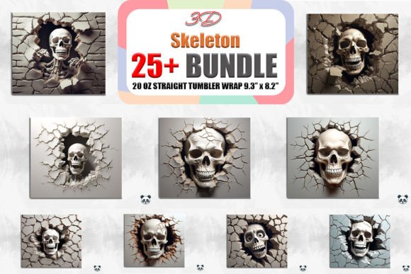 3D Skeleton Cracked Hole Tumbler Bundle