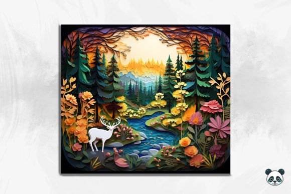 3D Tranquil Forest Scene Cracked Hole 9