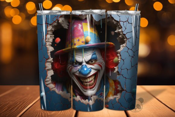 Elevate Your Sublimation Projects with the 3D Clown Cracked Hole Tumbler Wrap 33