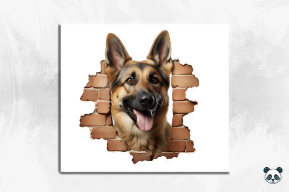 Elevate Your Sublimation Projects with the 3D German Shepherd Cracked Hole 2 Design