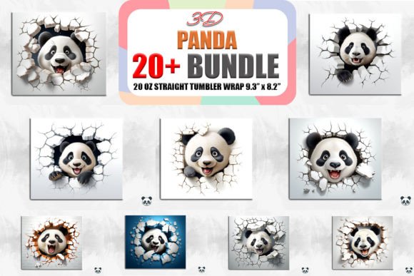 Elevate Your Sublimation Projects with the 3D Panda Cracked Hole Tumbler Bundle
