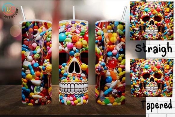 Skull Candy Colorful 20 Oz Skinny Tumble: Elevate Your Sublimation Projects with Vibrant Halloween Designs